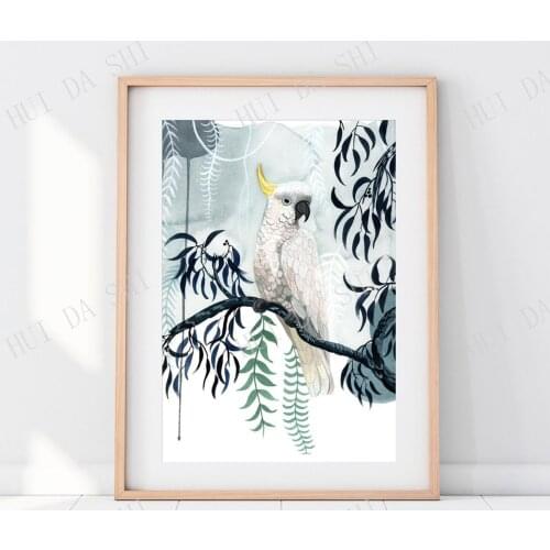 Cockatoo, Bird Lover Gift, Wall Art, Australiana, Native bird, Parrot, Eucalyptus, native plant, nature lover gift, watercolour