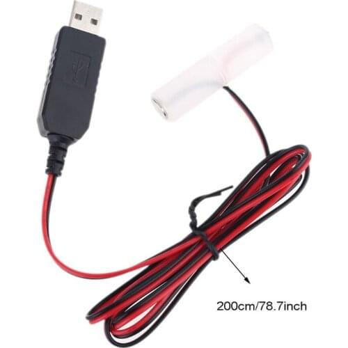LR6 AA Battery Eliminator 2m USB Power Supply Cable Replacement for Radio Electric Toy Clock LED Strip