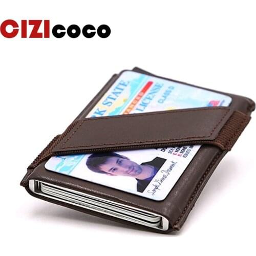 Men And Women Credit Card Holder Genuine Leather Vintage Mini Safe Aluminum Antimagnetic Purse Card Case