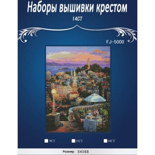 NFJ5000 Night Scenery Counted Cross Stitch 14CT Cross Stitch Sets Wholesale cartoon Cross-stitch Kits Embroidery Needlework