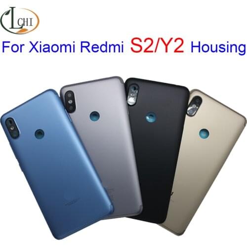 Original For Xiaomi Redmi S2 Rear Back Battery Cover Door Redmi Y2 Housing + Side Button Sets + Camera Flash Lens Spare Parts