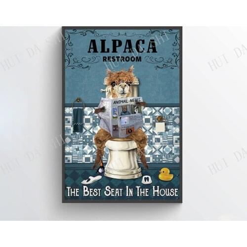 Alpaca Poster - Alpaca Restroom The Best Seat In The House, Alpaca Bathroom Decor, Alpaca Bath Soap Wall Art, Animal News Poster