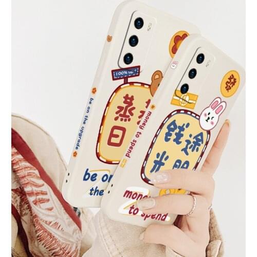 Simple Fortune Rabbit Phone Case For Huawei P40 P40Lite P30 P20 Mate 40 40Pro 30 20 Pro Lite P Smart 2021 Y7a Silicone Cover