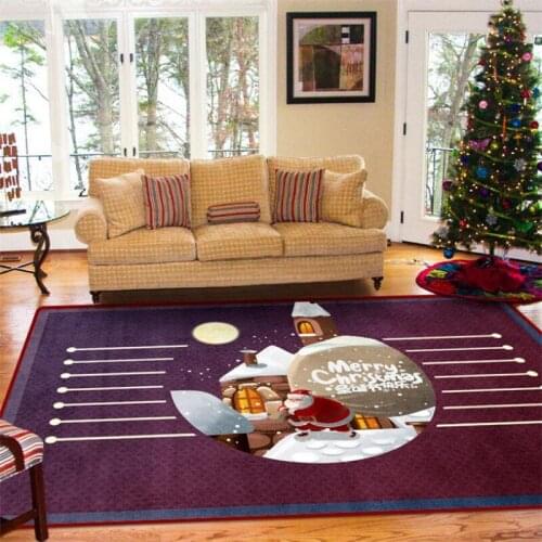 Merry Christmas Rug Soft Flannel 3D Printed Rugs Parlor Mat Area Rugs Anti-slip Large Carpet Rug Living Room Decor D-002