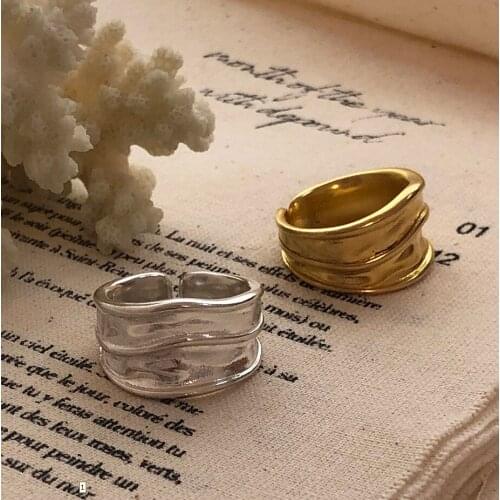 S925 Sterling Silver Ring INS Geometric Beaded Ball Glossy Korean Ring open Silver 925 Ring Fine Jewelry