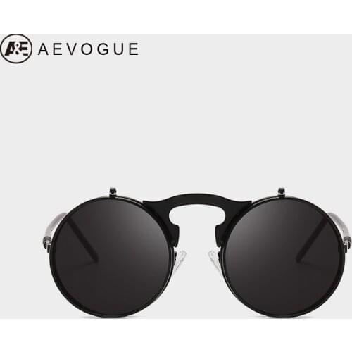 AEVOGUE Vintage Steampunk Sunglasses Mens Flip Up Round Steampunk Double Layer Clamshell UV400 Unisex AE0680