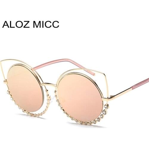 ALOZ MICC Luxury Sexy Cat Eye Sunglasses Women Vintage Metal Frame With Inlaid Diamonds Sun Glasses Female Shades UV400 Q283
