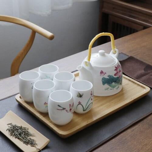 Modern Afternoon Tea Set Office Ceramic Cup Chinese Tea Set Jingdezhen Porcelain Teapot Jogo De Xicaras Porcelain Teaware EF60CJ