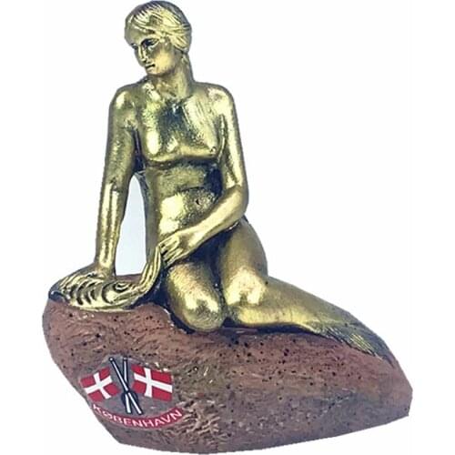 Handmade Painted Mermaid in Copenhagen, Denmark Statue Creative Resin Crafts Tourism Souvenir Gifts Collection Home Decortion