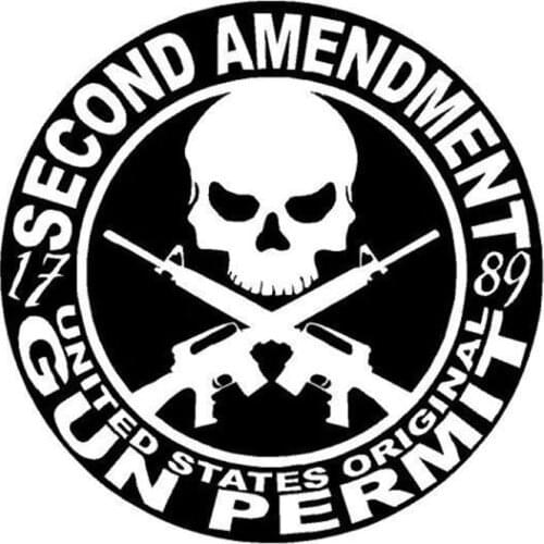 15CM*15CM Stylish Skull Second Amendment Gun Permit Body Stickers C5-1210