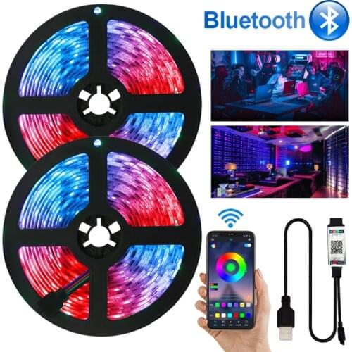 5V LED SMD2835 RGB Flexible Tape Diode Bluetooth LED Strip Lights DC Remote Control Lighting 3 Key TV Background Luces led Deco