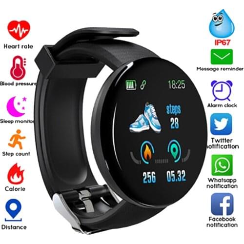 D18 Bluetooth Smart Watch Men Women Blood Pressure Heart Rate Monitor Smartwatch Waterproof Fitness Tracker Smart Watches PK Y68