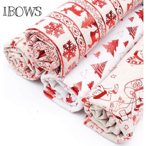 IBOWS Vintage Burlap Jute Fabric Linen Xmas Santa Claus for Christmas Party Home Decoration DIY Bags Crafts Accessories 45*150cm