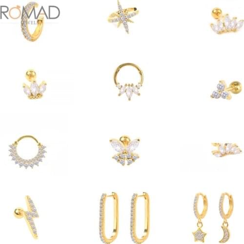 ROMAD 1PCS 925 Sterling Silver White Crystal Stud Earrings For Women Irregular Butterfly Shape Earrings Jewelry Pendientes Mujer