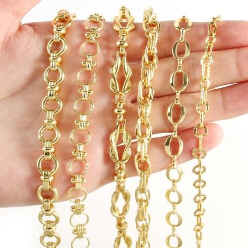 1m/lot Pig Nose Oval Round Shape Gold Plated Chains Metal Copper Chain for Jewelry Making DIY Bracelet Neckalce Earrings
