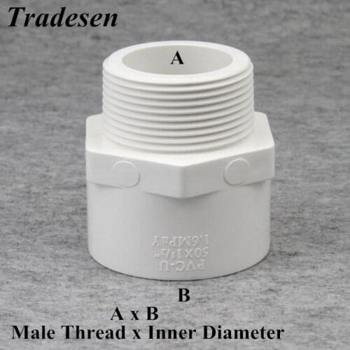 1pc I.D20mm-50mm to1/2"-1.5"Male Thread White UPVC Connector Garden Water Connectors Aquarium Fish Tank Adapter PVC Pipe Joints