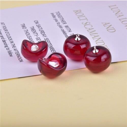 10pcs 20mm 3D Cherry Fruit Charms Craft Metal Pandent Keychain DIY Jewelry Making Zinc Alloy