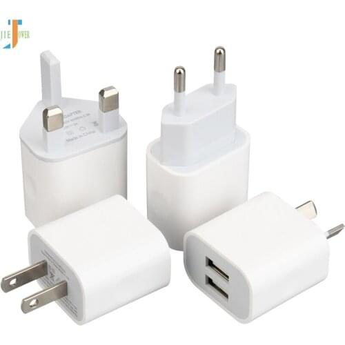 300pcs/lot AU EU UK US Plug Two USB Ports Mobile Phone Charger DC 5V 2A Adapter for IPhone IPad Samsung Mobile Phone Tablet PC