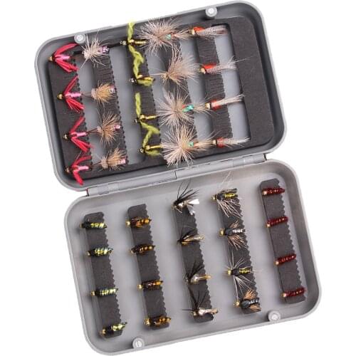 40pcs Different Style Fly Fishing Lures Flies Set Artificial Insect Bait Trout Fish Hooks