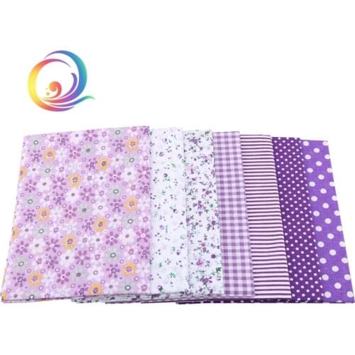7pcs purple Thin Cotton Fabric Patchwork For Sewing Scrapbook Cloth Fat Quarters Tissue For Quilting Needlework Pattern 50*50cm
