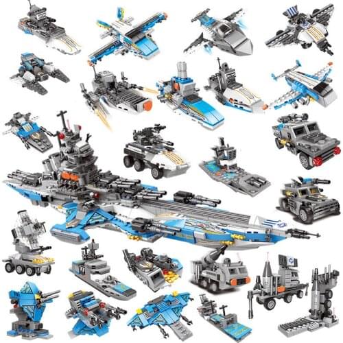 872Pcs Educational Building Blocks Toys For Kids DIY Birthday Present Truck Plane 3 Changes 8 IN 1 SpaceShip Model Small Bricks