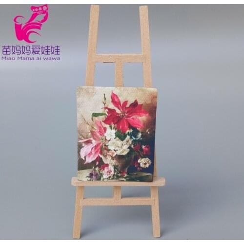 Doll House Accessories Decoration Oil Painting Picture Easel Mini Flower Potted Plants Wine Barrel for Barbie Doll House Flower