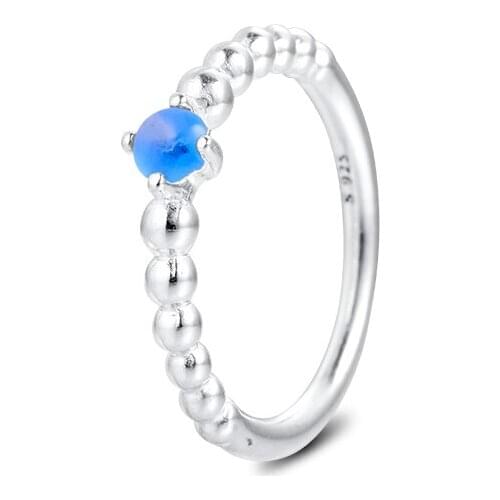 Aqua Blue Beaded Rings 100% Authentic 925 Sterling-Silver-Jewelry Free Shipping