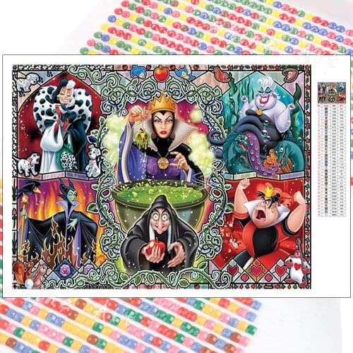 Diamond Painting Disney Set Villain Witch 5D DIY Full Drill Princess Cartoon Cross Stitch Embroidery Art Mosaic Home Decoration