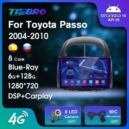 2DIN Blu-ray IPS QLED Car Radio For Toyota Passo 2004-2010 Android10.0 GPS Navigation Auto Radio Car Stereo Bluetooth Player IGO