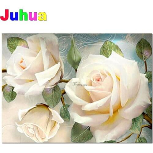 White rose flower Home art Diamond Painting DIY Diamond Embroidery full Square Round Diamond Mosaic rhinestone kit