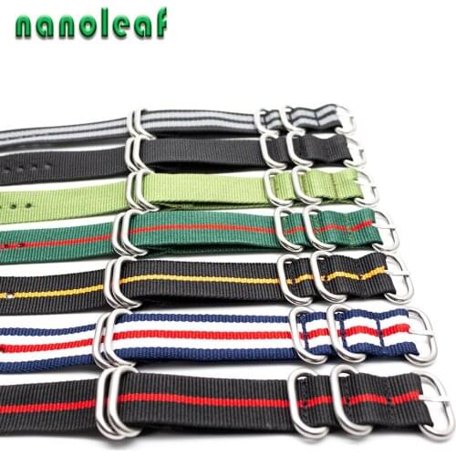 Silver Stainless Steel 5 Ring Quality Nylon Strap For NATO Style High Quality Sports Bracelet Men Watch Accessries Bracelet
