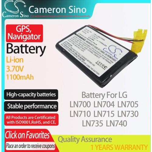 CameronSino Battery for LG LN700 LN704 LN705 LN710 LN715 LN730 LN735 LN740 GPS,Navigator battery 1100mAh 3.70V Li-ion Black