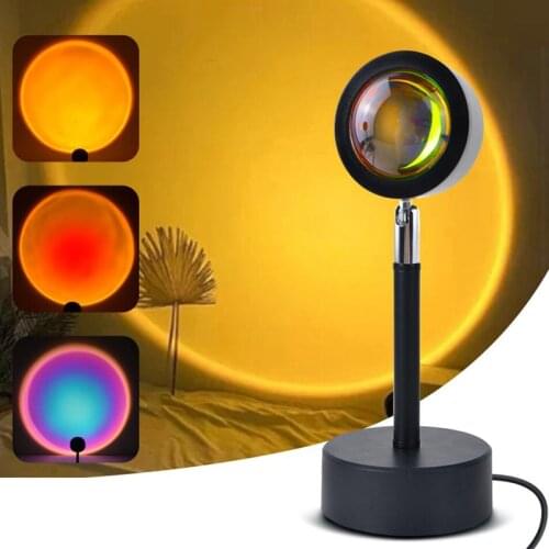 Wall Decoration Lamps Sunset Projector Lamp Rainbow Atmosphere Led Night Light USB Sunset Lamp for Home Bedroom Bar Background