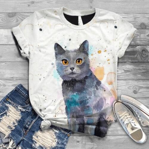 Animal 3D Digital Printing Casual Short Sleeve Womens T-shirt Summer Short Sleeve Harajuku Loose T-shirt Top Oversized T-shirt