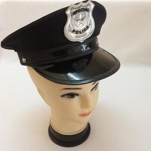 1Pc Octagon Police Cap Classic Adults Police Hat Military Hat Stage Show Cap for Party Cosplay Performance Masquerade (Black)