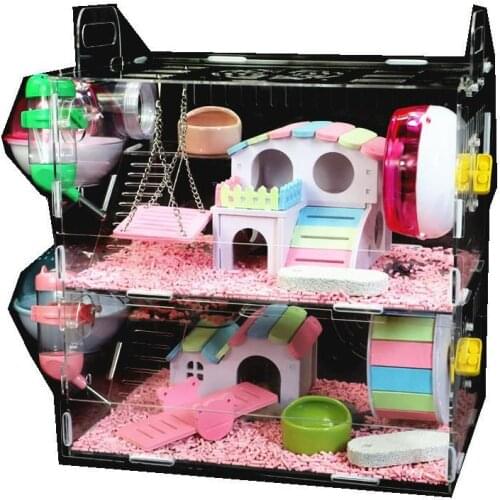 Hamster Cage Extra Large Villa Baby Golden Silk Bear Single Layer Double Transparent Base Supplies Toys