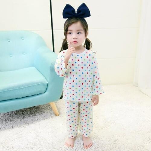 2021 Childrens Baby Cotton Long Sleeve Girls' Thin Pajama Set Home