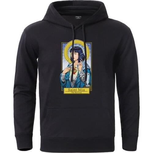 Pulp Fiction Saint Wallace Retro Hoodies Sweatshirt Men Funny Design Print Streetwear Hooded Tops Hot Sale Male Hoody Sweatshirt