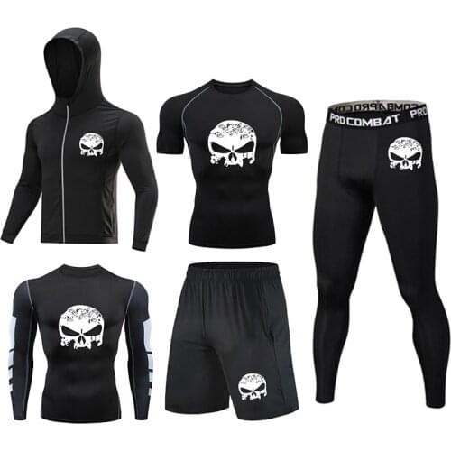 Mens Sports Suit Sweat Wicking Fast Drying Sports Compression Clothes Mens Training Fitness Gym Jogging And Running Rashguard