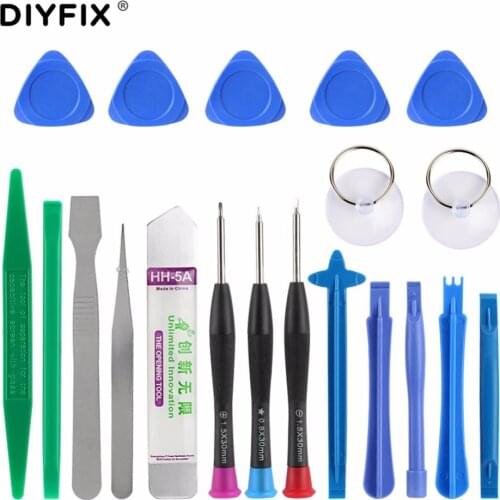DIYFIX 20 in 1 Mobile Phone Repair Tools Kit Pry Spudger Screen Opening Tool Tweezers Screwdriver Set for iPhone 5 5s 6 6s Plus