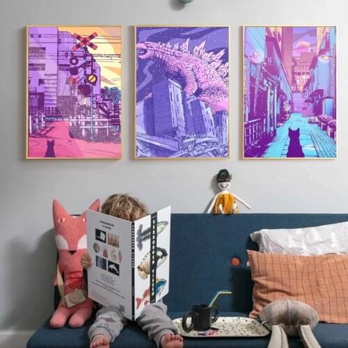 Purple World City Street Hd Print Modular Picture Build Canvas Painting Posters for Bedroom Artwork Wall Art Home Decoration