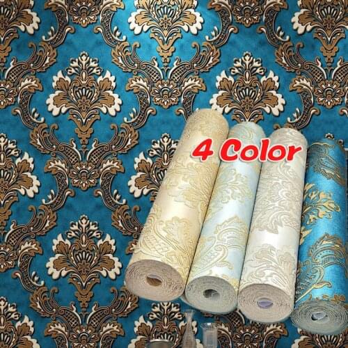 Real 3D Embroidery wallpaper safe non-formaldehyde bedroom living room for wall paper elegant style baroque style Thicker