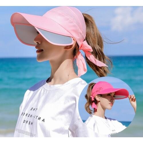 New Summer Womans Sun Hat Scalable Brim Empty Top Baseball Cap UV Protection Beach Sun Visor Hats for Women