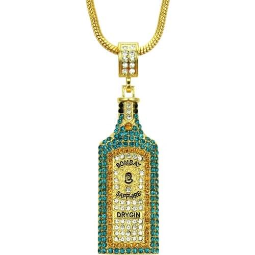 2020 And American Cross-border New Three-dimensional Color Wine Bottle Pendant Necklace Personalized Fashion Mens