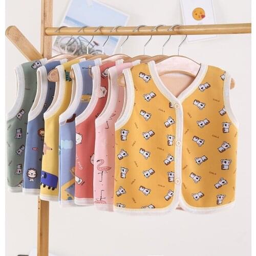 2021 Winter New Childrens Padded Vest Cotton Baby Boys Waistcoat Printed Cartoon Kids Warmth Vest Tops Baby Girl Vest