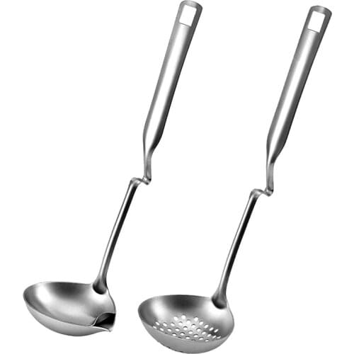 New Stainless Steel Filter Spoon Long Handle Soup Spoon,Tableware Kitchen Hanging Skimmer Spoon Soup Oil Separation(2 Pack)