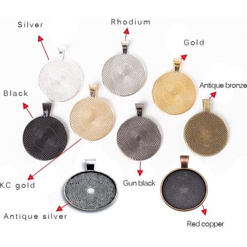 10 pcs 30mm 7 colors Cabochon Pendant Tray Base DIY Making Necklace Keychain Pendant Jewelry Supplies Accessories Finding