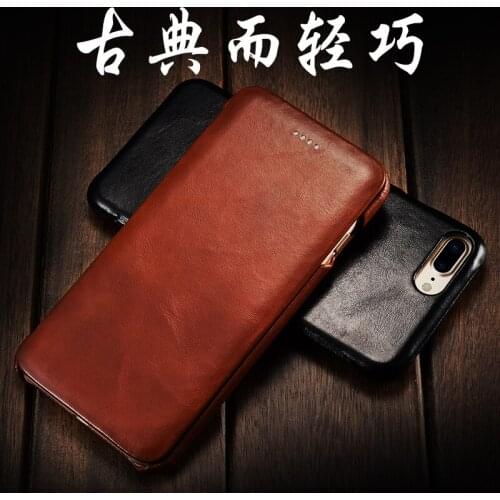 Retro Business Flip Phone Cover For iPhone SE 2020 4.7'' New Real Leather Cowhide Cases Classical Free Shipping