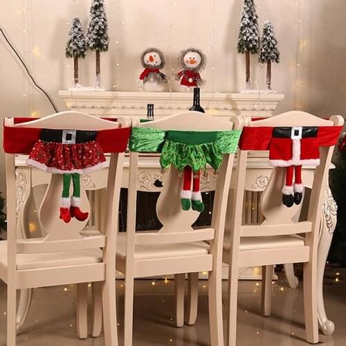 Christmas Chair Covers Santa Claus Elf Legs Shape Chair Cover Christmas Decorations For Home Xmas Ornament housse de chaise noel