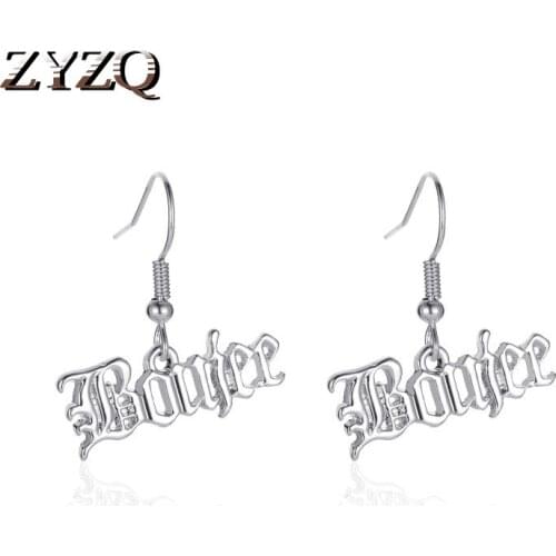 ZYZQ Trendy Song Bad and Boujee English Alphabet Earrings For Women Pendant Earrings Jewelry Fashion Music Party Brincos 2020